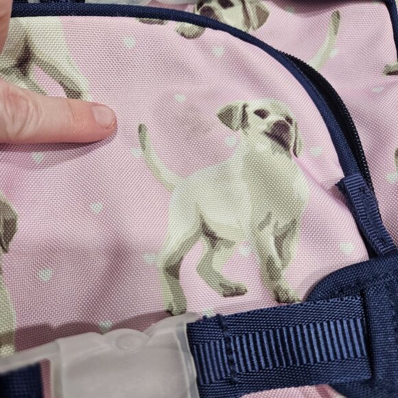 Pottery Barn Kids Pink & Navy‎ Puppy Print Backpack Multiple Compartments - Picture 6 of 11